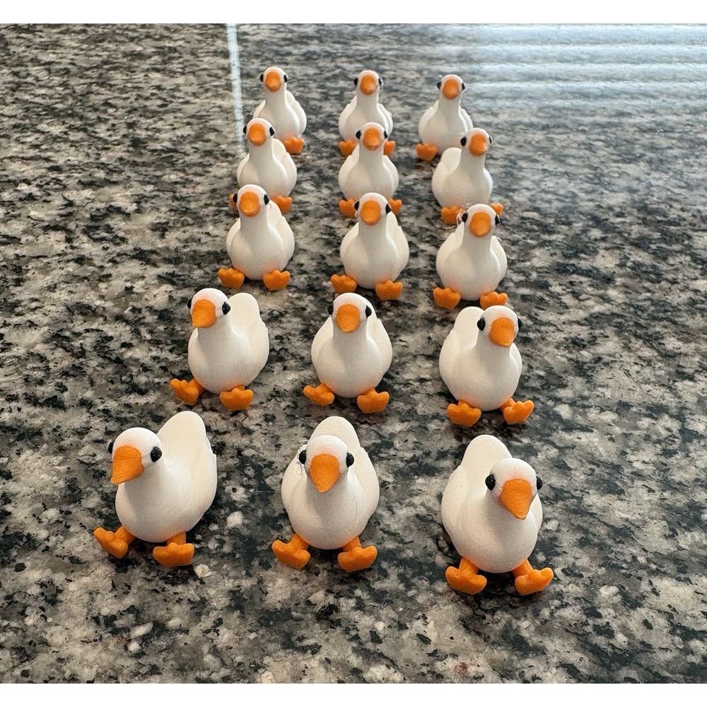 15 Pc Mini Resin 3D Print Goose Figurines Crafts Dollhouse Desktop Funny Hide